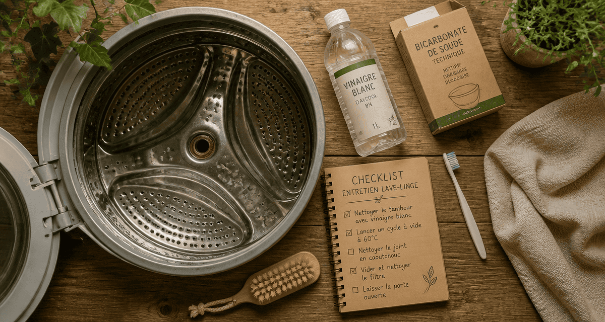 comment nettoyer une machine à laver qui sent mauvais, produits naturels et checklist