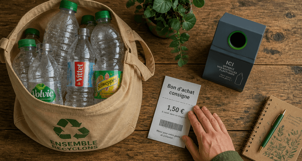 consigne bouteille plastique sac recyclage ticket