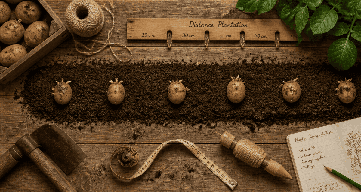 distance plantation pomme de terre sur terre avec outils