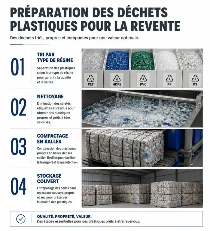 Étapes de préparation pour la vente de plastique au kilo
