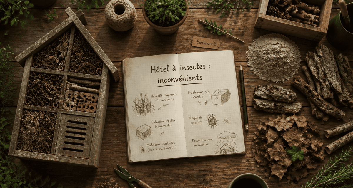 hôtel à insectes inconvénients, bureau jardinier, micro-habitats