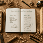 laine de verre ou laine de bois échantillons sur bureau artisan