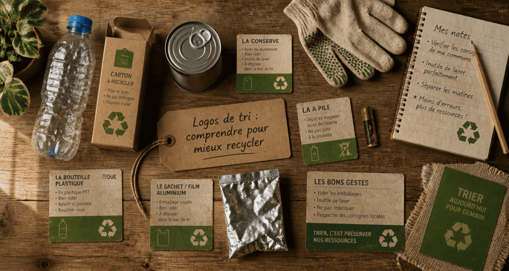 logo poubelle avec flèche signification recyclage