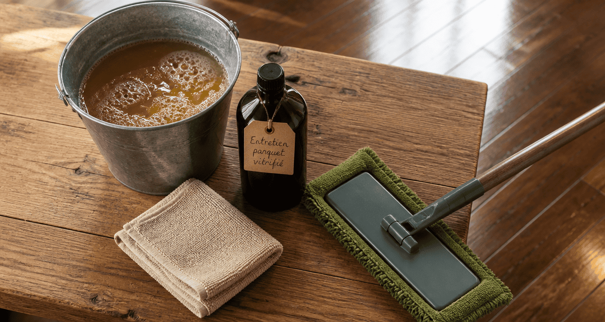 nettoyer parquet vitrifié savon noir matériel