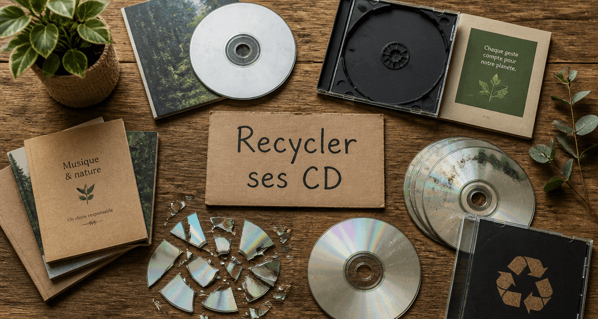 ou jeter les cd recyclage sur table bois