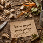 pain composteur sur plan de travail rustique