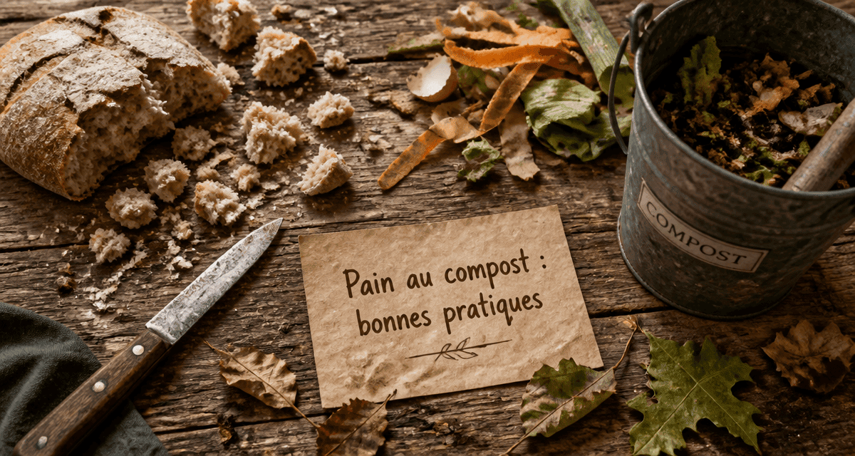 pain composteur sur plan de travail rustique