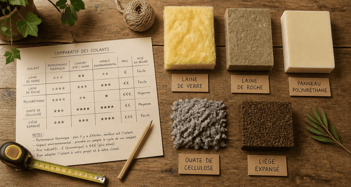 tableau comparatif isolant thermique échantillons