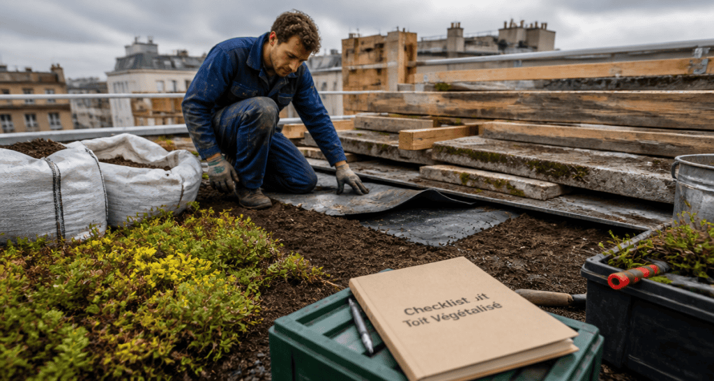 toit végétalisé inconvénient ouvrier contrôle membrane