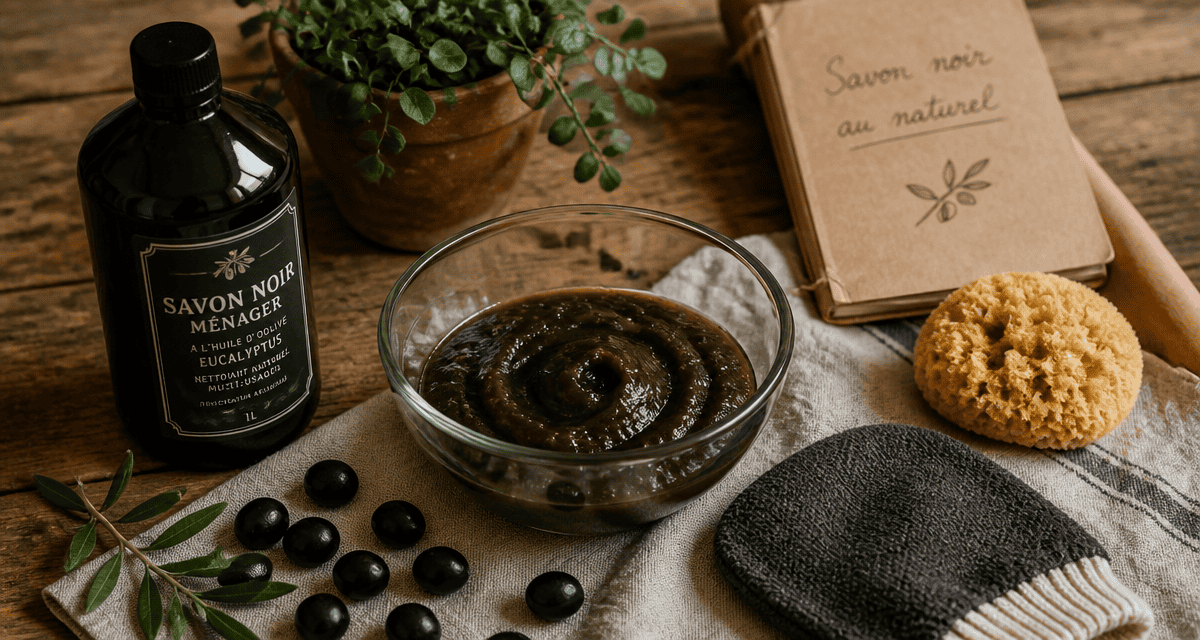 utilisation du savon noir avec accessoires naturels