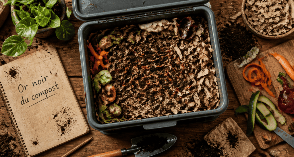 vers de terre compost dans bac lombricompost
