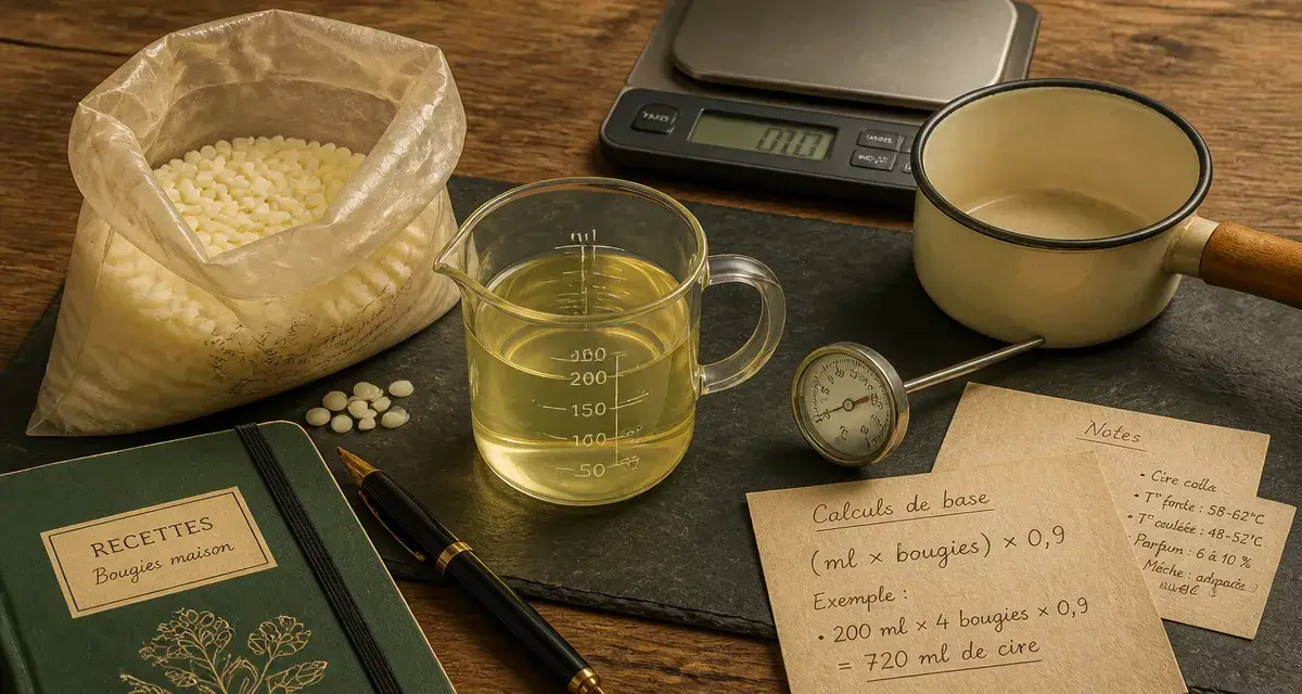 Combien de bougies pour 1kg de cire : calcul avec verre doseur et balance
