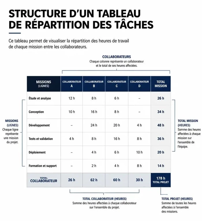 Exemple de tableau de répartition des tâches pour optimiser l'organisation d'une équipe