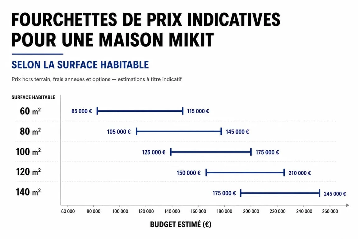 Estimation du prix d'une maison Mikit selon la surface habitable