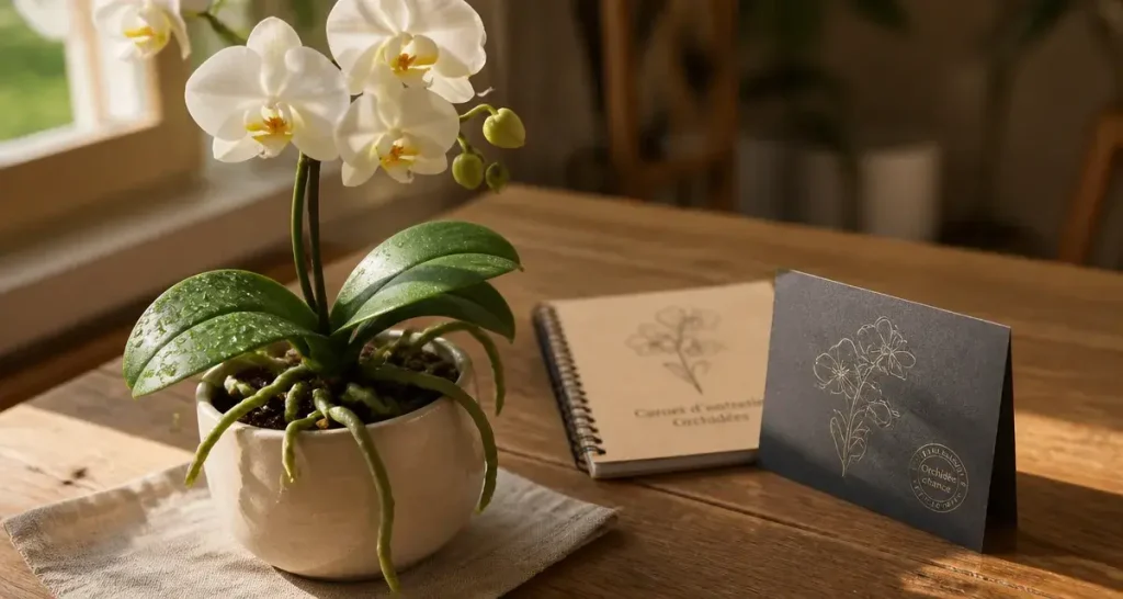 Offrir une orchidée porte malheur : orchidée Phalaenopsis blanche en pot, symbole de chance