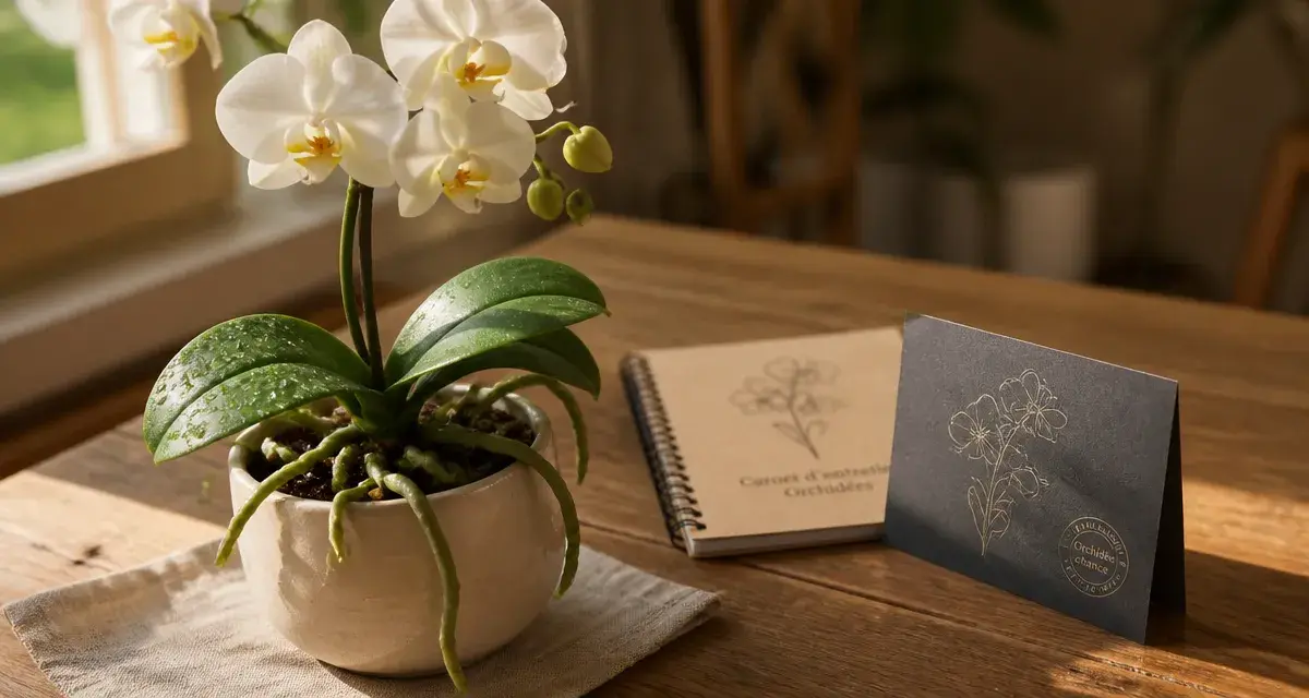 Offrir une orchidée porte malheur : orchidée Phalaenopsis blanche en pot, symbole de chance