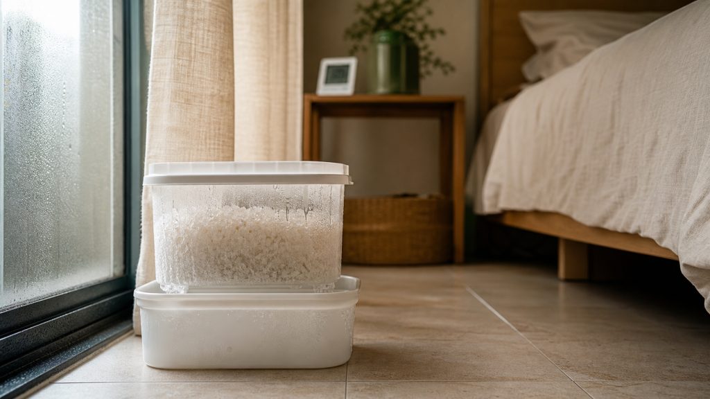 Absorbeur d'humidité dans une chambre, près de la fenêtre, air plus sain