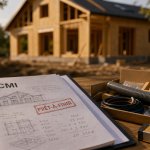Prix maison mikit : dossier CCMI prêt-à-finir sur table, chantier hors d’eau et hors d’air en arrière-plan
