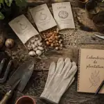 Que peut on planter dans le jardin en ce moment, semences et outils sur table