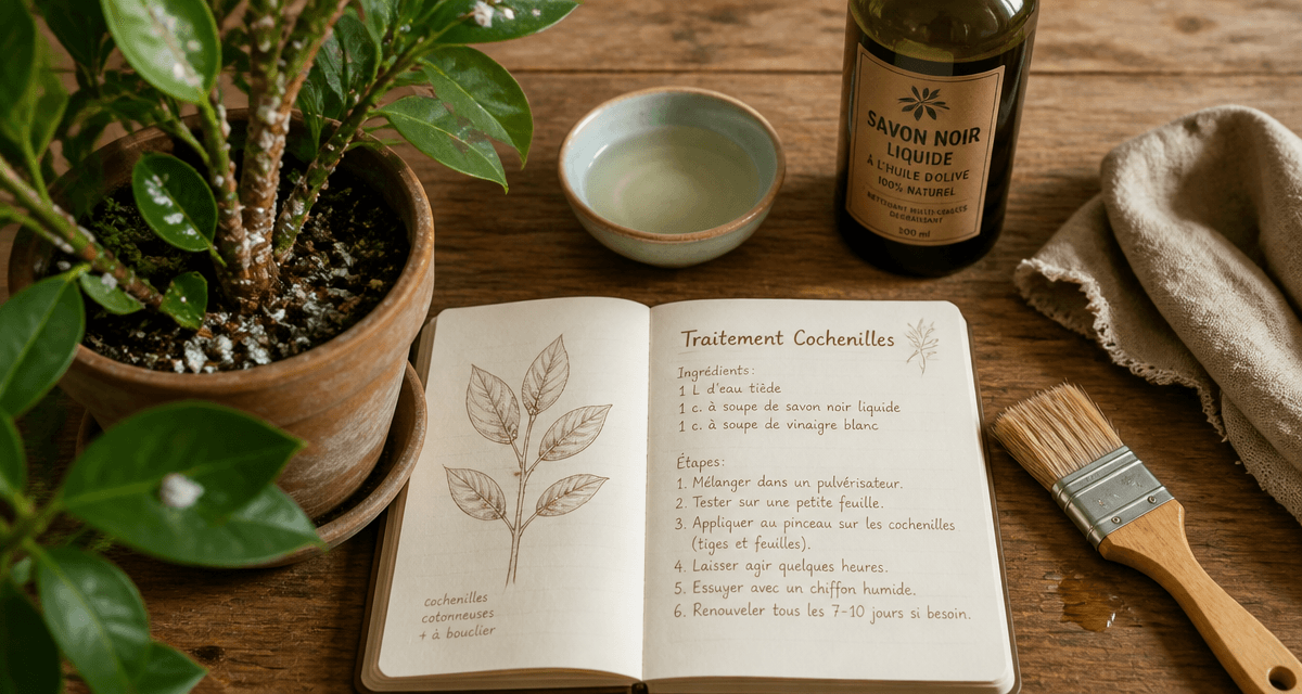 traitement cochenille vinaigre blanc sur plante d'intérieur