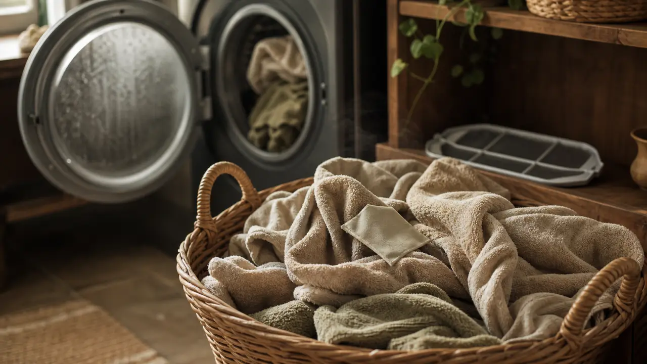 Astuce bonne odeur sèche-linge : parfumé avant séchage, linge humide près du sèche-linge