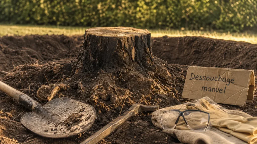 Racines profondes sans pelleteuse : évaluer, couper, extraire et empêcher la repousse