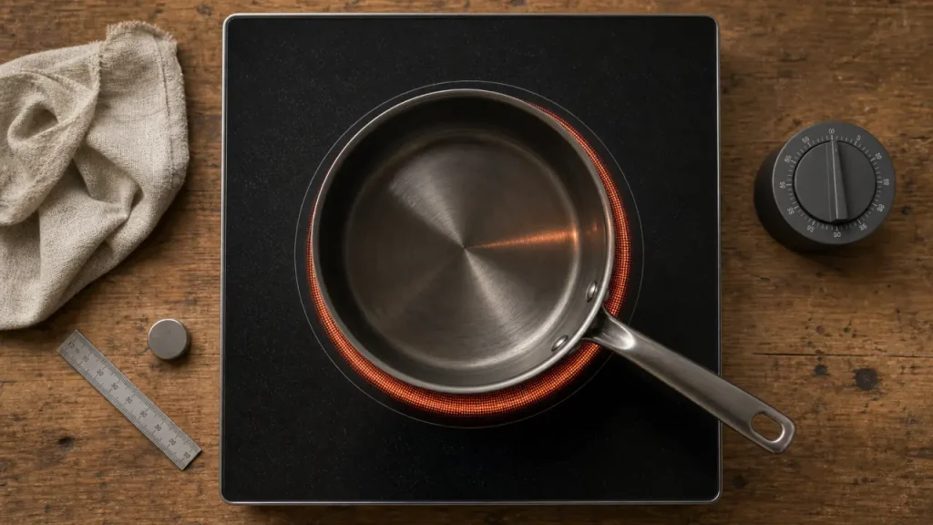 Plaque à induction : la chaleur naît dans la casserole, l’aimant et le diamètre font le reste