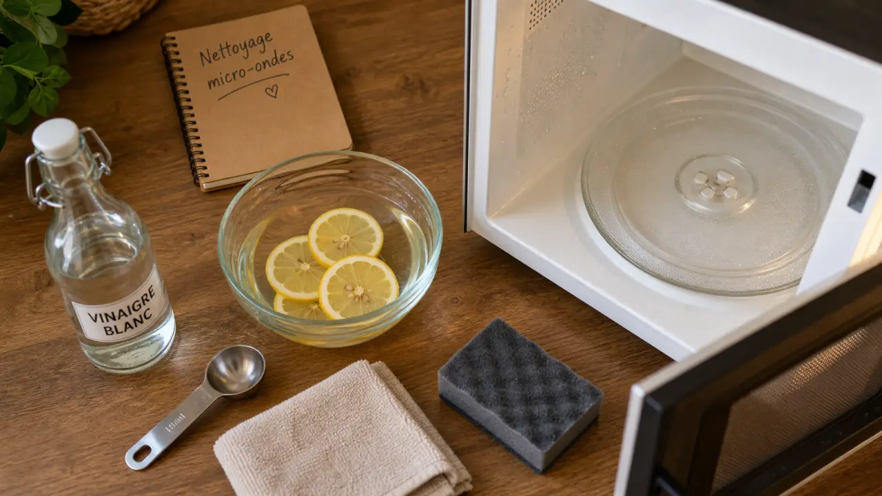 Nettoyage micro onde avec citron, vinaigre et bicarbonate