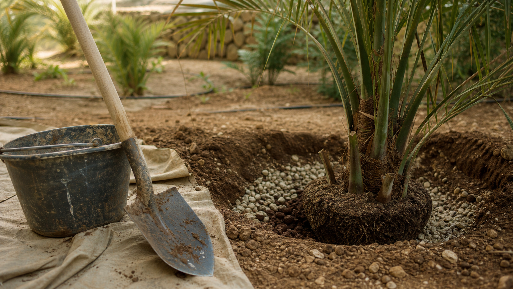 Quand planter un palmier au printemps : motte plantée, drainage et arrosage goutte à goutte