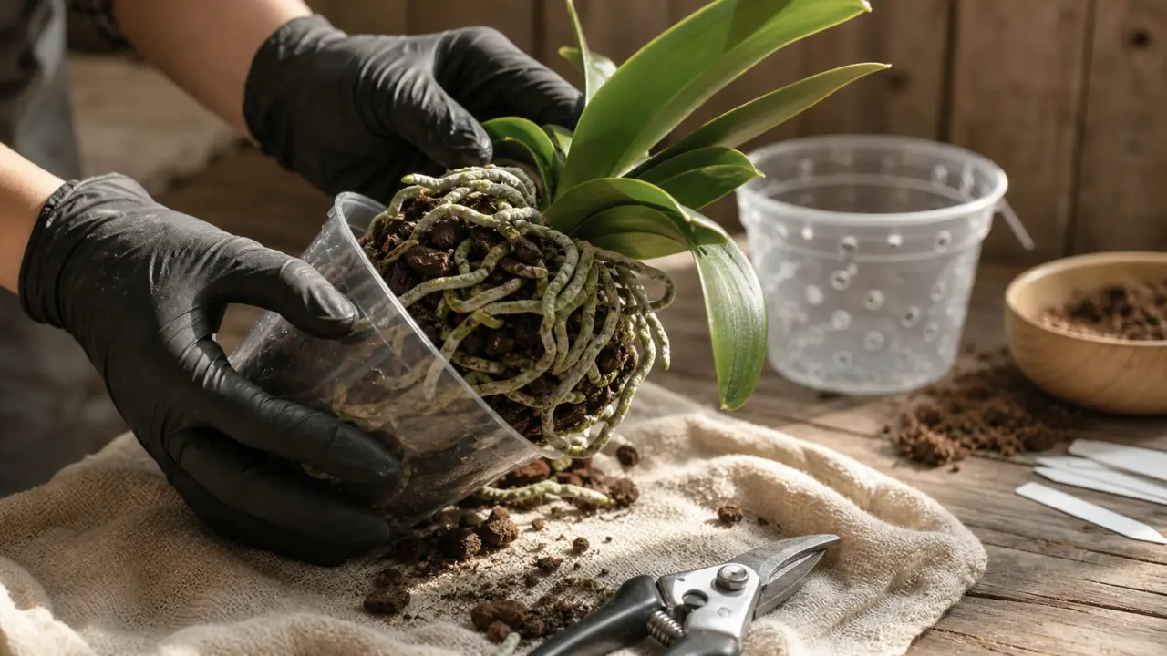 Quand rempoter une orchidée : racines de phalaenopsis au rempotage