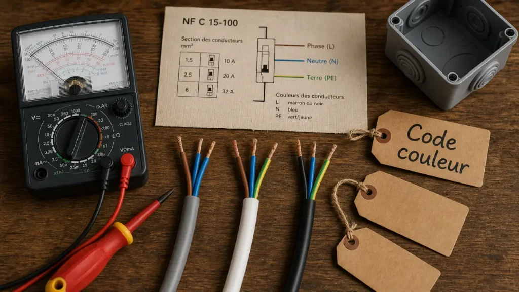 Phase, neutre, terre : le code couleur d’un câble électrique à connaître avant tout branchement