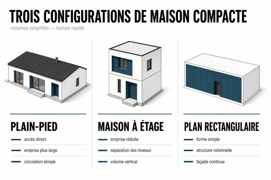 Plan petite maison : comparaison entre plain-pied, maison à étage et plan compact rectangulaire