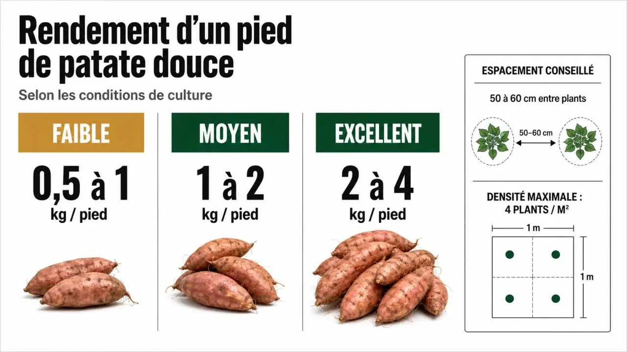 Combien de patate douce par pied : rendements, espacement et récolte estimée