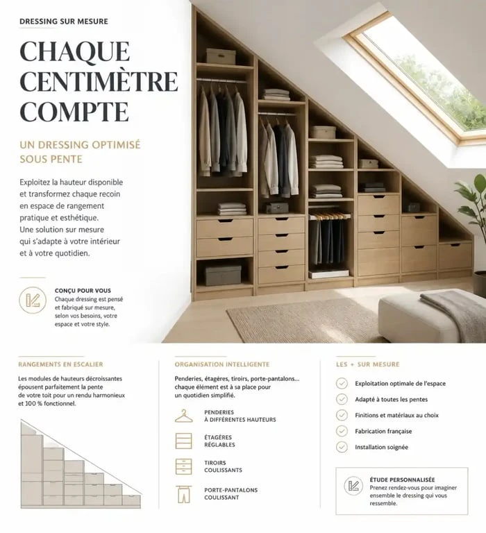 Aménagement d'un dressing fait soi-même sous pente