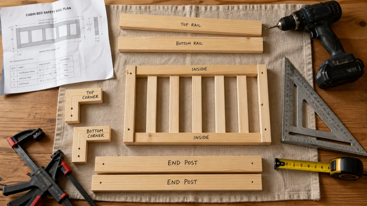 Plan pour lit cabane : dimensions, bois et sécurité, outils de bricolage sur table