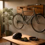 Rangement velo fait maison : vélo sur planche murale