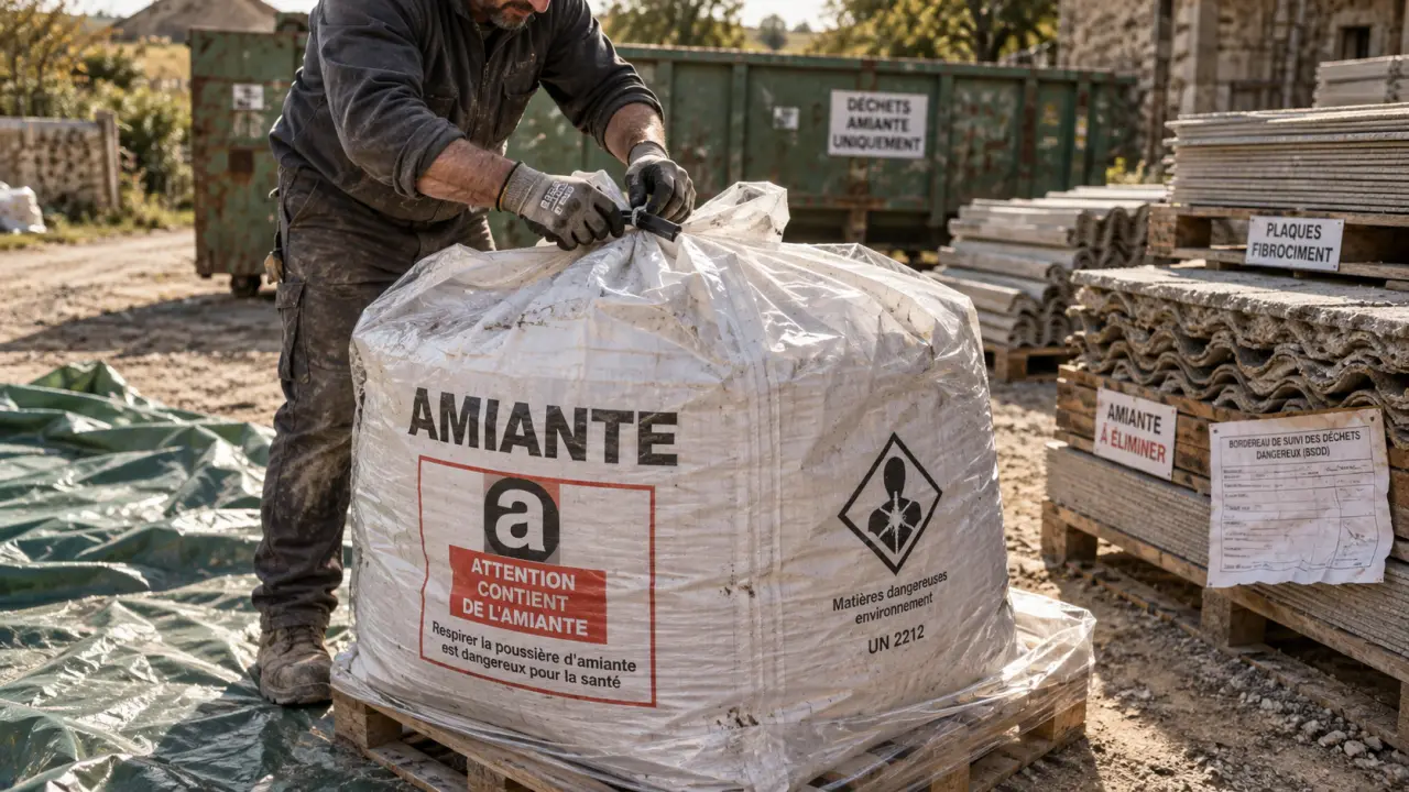 Déchetterie amiante particulier : big-bag étanche avant dépôt en benne