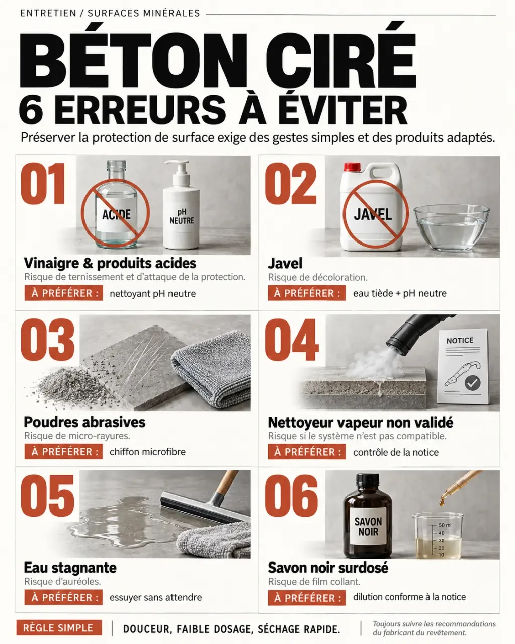 Erreurs à éviter lors du nettoyage béton ciré savon noir