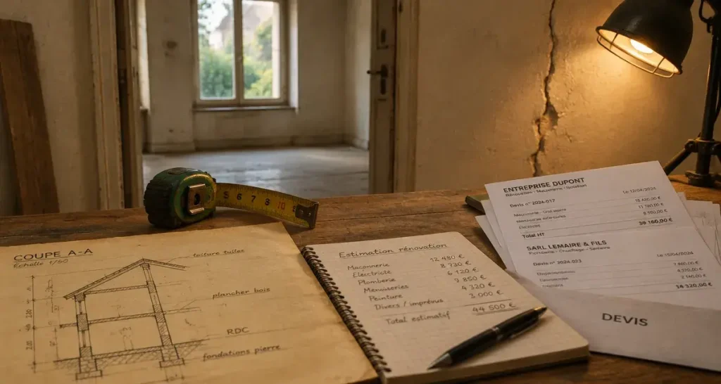 Estimation des travaux d&rsquo;une maison avant achat : le budget qui évite de payer 30 % de trop
